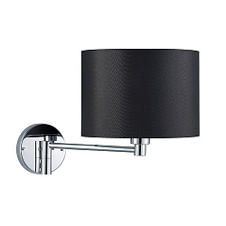 Wall luminaire with textile shade, arm 40cm / � 25cm, E27 max. 60W, chrome / chintz black