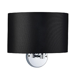 Wall luminaire with textile shade, arm 17cm / � 25cm, E27 max. 60W, chrome / chintz black