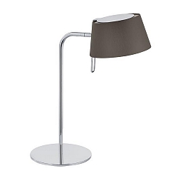 Table lamp with textile shade, height 45cm / head 180� swivelling, G9, with cord switch, chrome / chintz brown