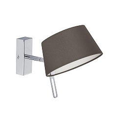 Wall luminaire with textile shade, arm 29cm / head 180� swivelling, G9, chrome / chintz brown