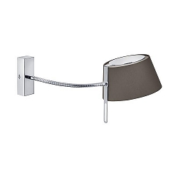 Wall luminaire with textile shade, arm 46cm / head 180� swivelling, G9, chrome / chintz brown