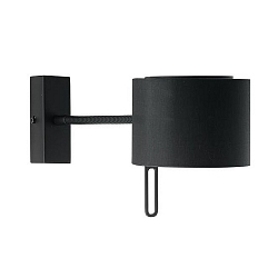 Wall luminaire with textile shade, outreach 42cm, head 180� swivelling, G9, with cord switch, powder black / chintz black