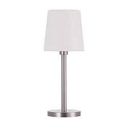 Table lamp with textile shade, height 52cm / � 20cm, E27 max. 60W, with cord switch, matt nickel / chintz raw white