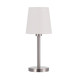 Table lamp with textile shade, height 42cm / � 17cm, E27 max. 60W, with cord switch, matt nickel / chintz raw white