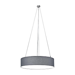 Pendant luminaire SOFT TUBE 780, � 48cm, 5 x E27 max. 60W, matt nickel / shade chintz grey / diffuser PC