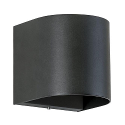 Outdoor LED wall luminaire, IP54, round, 230V AC, Up/Down, 10W 3000K 800lm, alu / acrylic, structured black