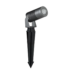Outdoor LED spike luminaire IP67, 24V DC, round, 8W 3000K 640lm 38�, incl. 100cm power cable with aquastop, titanium