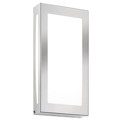 Outdoor LED wall luminaire flat with motion detector, 28 x 14cm, IP44, 12W 3000K, stainless steel / opal glass, brushed