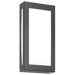 Outdoor LED wall luminaire flat, 28 x 14cm, IP44, 12W 3000K, stainless steel / opal glass, anthracite