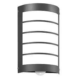 Outdoor wall luminaire 16/1 with motion detector, IP44, E27, stainless steel / opal glass, anthracite