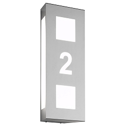 Outdoor wall luminaire AQUA TRILO, with house number (cut out), stainless steel, IP44, E27
