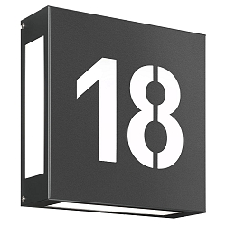 House number luminaire AQUA LEGENDO, 2 digits (cut out), 2x E27, stainless steel / opal glass, anthracite