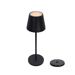 battery table lamp with USB connection IP44, powder coated, black matt dimmable