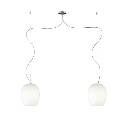 pendant luminaire ANUA 2 flames E27 IP20, brushed aluminium, matt, opal white dimmable