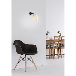 wall luminaire BAGAN E27 IP20, mat, opal white, black matt dimmable