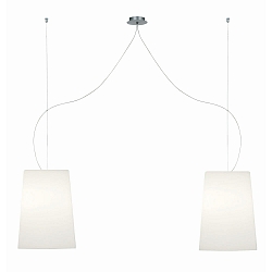 pendant luminaire MESA LONG 2 flames E27 IP20, brushed aluminium, matt, opal white dimmable
