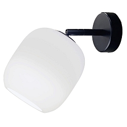 wall luminaire MUREA swivelling, rotatable E27 IP20, mat, opal white, black matt dimmable