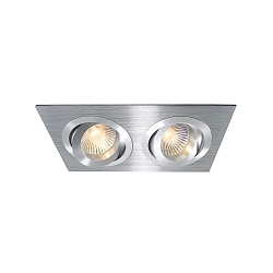 Recessed ceiling ring, voltage constant, 12V AC / DC, GU5.3 / MR16, 50W, 2x, aluminum brushed