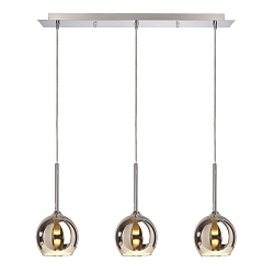 Pendant luminaire BUNDA, 3 flames, G9, 3x, glass chromed