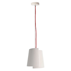 Plaster pendant luminaire TWISTER I, E14 max. 25W, white with red cable