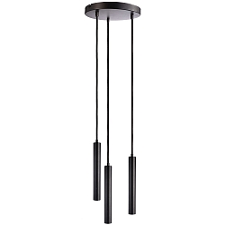 pendant luminaire SLIM 3 flames, round, UGR < 19, switchable IP20, deep black 