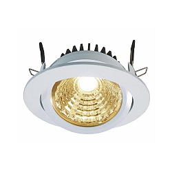 Recessed LED ceiling luminaire COB 95 round, current constant, 28-31V, 350 mA, 12W, 3000K, swivelling 45�, white