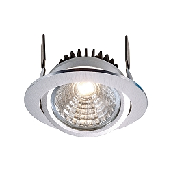 Recessed LED ceiling luminaire COB-95-24V-ROUND, voltage constant, 12W, 4000K, 45�, brushed silver