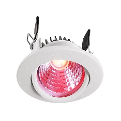 Recessed LED ceiling luminaire COB LED 68 RGBW, 24V DC, 8.5W RGB+WW 500lm 50�, voltage constant, dimmable, white
