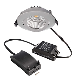recessed spotlight DIONE IP20 swivelling, wired through IP20, silver dimmable