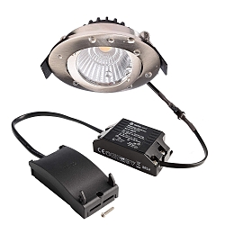 recessed spotlight DIONE IP44 DIM 827 swivelling, wired through IP44, brushed nickel dimmable