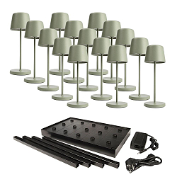 battery table lamp CANIS MINI GASTRO 15 pcs. IP65, green dimmable