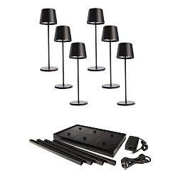 battery table lamp CANIS GASTRO M set of 6 IP65, black dimmable