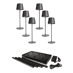 battery table lamp CANIS GASTRO M set of 6 IP65, beige dimmable