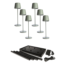 battery table lamp CANIS GASTRO M set of 6 IP65, green dimmable
