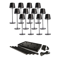 battery table lamp CANIS GASTRO L set of 12 IP65, black dimmable