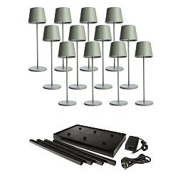 battery table lamp CANIS GASTRO L set of 12 IP65, green dimmable