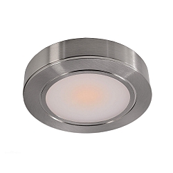 LED furniture luminaire BAHAM I, IP20, 12V DC, 2.5W 3000K 240lm 110�, cRi >90, brushed silver, with open cable end