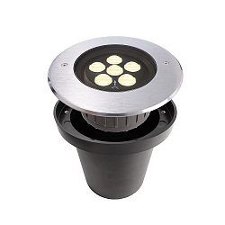 LED in-ground luminaire HP VII outdoor spot, 220-240V, 10W, 35� / 45�, IP67, 3000K, stainless steel silver, warm white