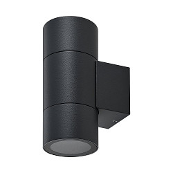 facade spotlight ACHERNAR UP & DOWN 2 flames, cylindrical, with lamp socket GU10 IP65, dark grey