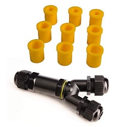 Outdoor Multi Y-connector for 3 cable 4-14 mm, 3 cores 0.5-4 mm�, max. 450V AC/24A 