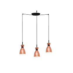 pendant luminaire RETRO 3 flames E14 IP20, copper, mat 