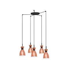 pendant luminaire RETRO 5 flames E14 IP20, copper, mat 