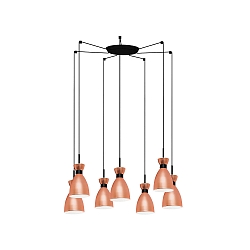pendant luminaire RETRO 7 flames E14 IP20, copper, mat 