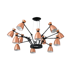 pendant luminaire RETRO 12 flames E14 IP20, copper, mat 