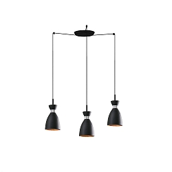 pendant luminaire RETRO 3 flames E14 IP20, copper, black matt 