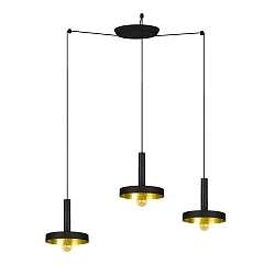 pendant luminaire WHIZZ 3 flames E27 IP20, gold, black 