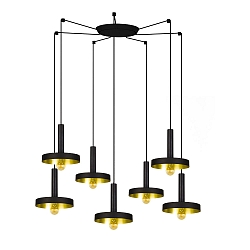 pendant luminaire WHIZZ 7 flames E27 IP20, gold, black 