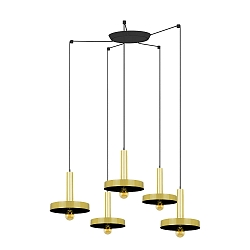 pendant luminaire WHIZZ 5 flames E27 IP20, gold, black 