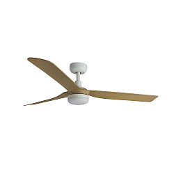 Ceiling fan PUNT M with remote control IP20, white matt, maple