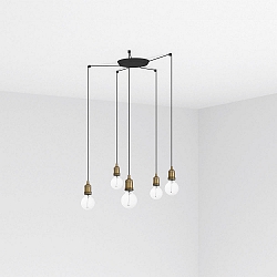 pendant luminaire ART 5 flames E27 IP20, antique gold 